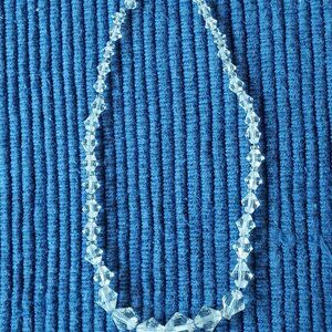 Vintage 1930s 1940s Sparkling Iridescent Graduated Crystal Bead Necklace
